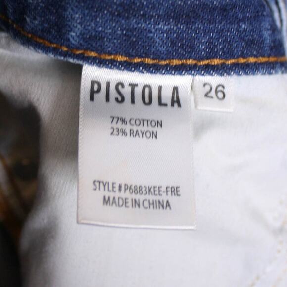Pistola Charlie High Rise Distressed Jeans Medium Wash Button Fly 26 - Picture 5 of 5